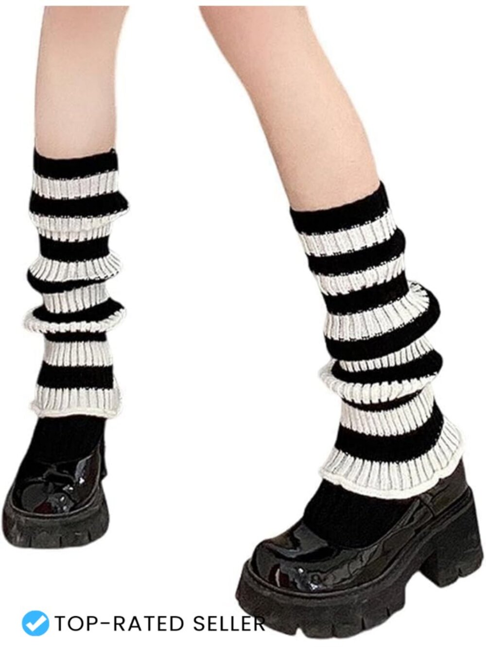 Leg Warmers Y2K Striped Knitted Acrylic Fashion Knee High